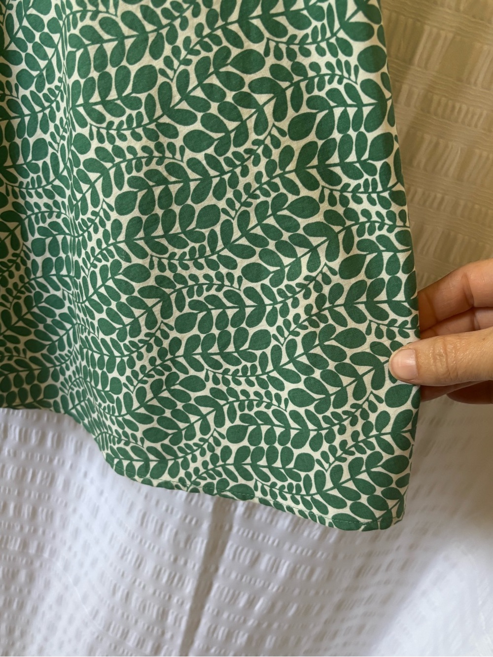 Boden Green Sophia Shirt Button Down Dress White Leafy Pattern Size 4R - Picture 9 of 11